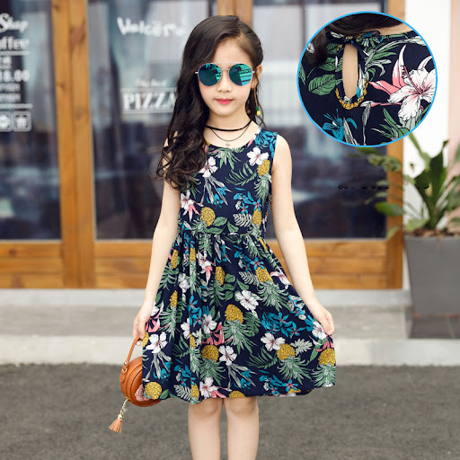 Title 6, Girls Rayon Breathable Print Beach Dress. Ligh...