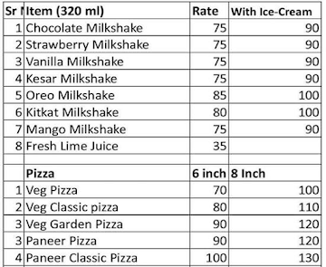 Yuvi's Cafe menu 