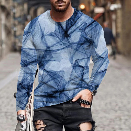 Title 1, Mens 3D Printed Gradient Smoke Long Sleeves, o...