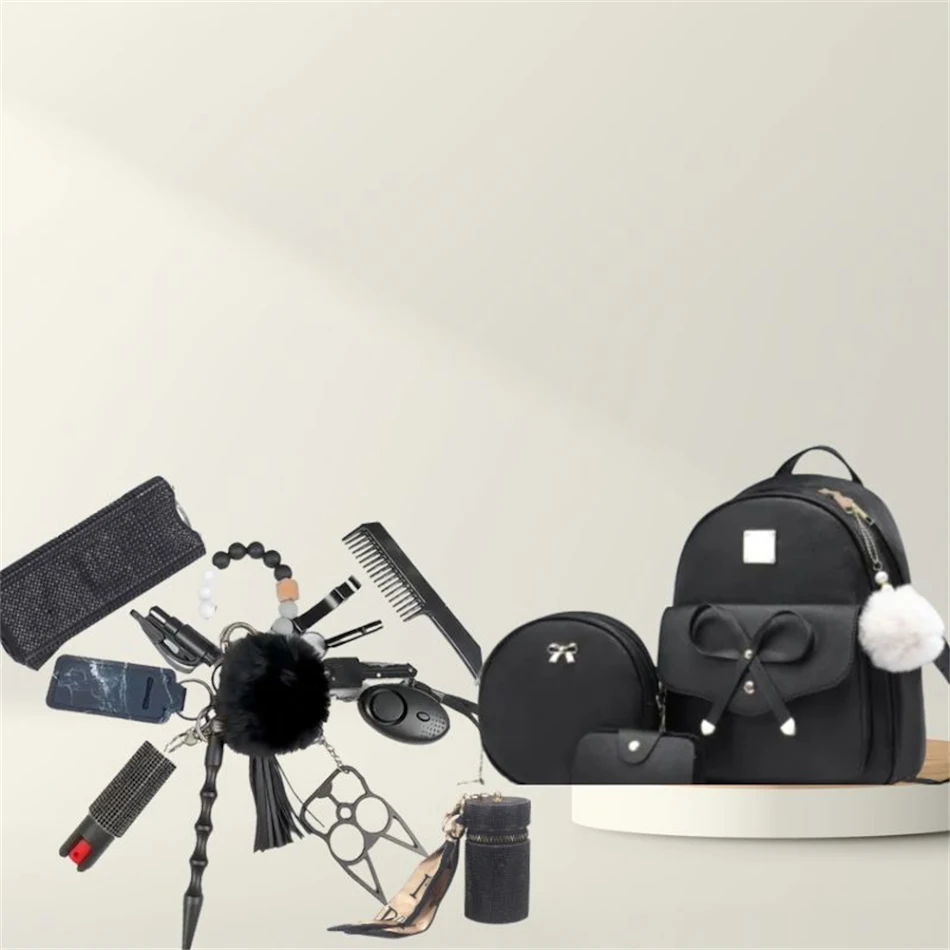 Niedliche Umhängetasche, Crossbody Bag, Münztasche 3-teiliges Set plus Sicherheits-Schlüsselanhänger. Stilvoll und sicher unterwegs!