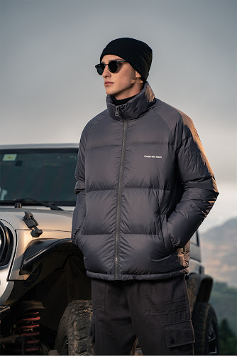 Title 7, Stand-up Collar Down Jacket Solid Color Coat St...