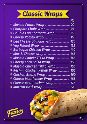 Faasos - Wraps, Rolls & Shawarma menu 