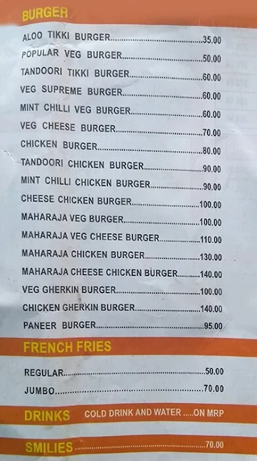 Burger's Kitchen menu 