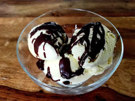 Chocolate Sauce Over Vanilla Ice Cream