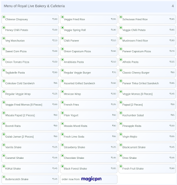 Royal Live Bakery & Cafeteria menu 