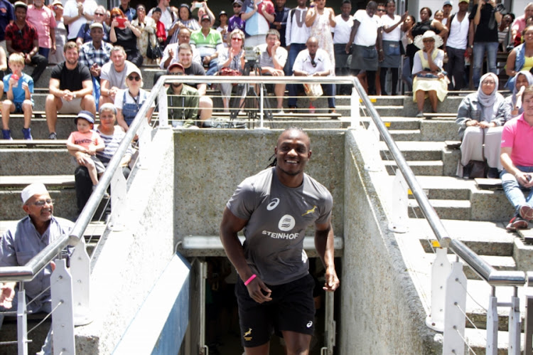 Seabelo Senatla during the 2017 HSBC Cape Town Sevens Springbok Sevens Signing Session at V&A Waterfront on December 06, 2017 in Cape Town, South Africa.