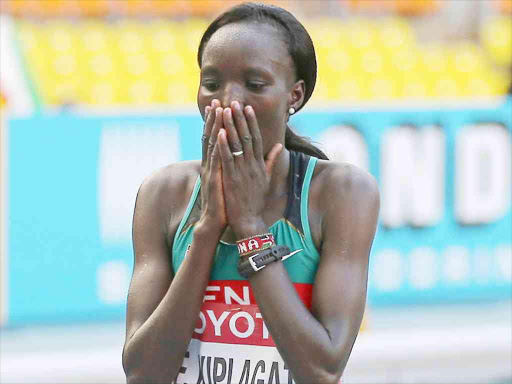 Kenya’s Edna Ngeringwony Kiplagat celebrates after winning the women’s marathon final at the 2013 IAAF World Championships at the Luzhniki stadium in Moscow on August 10, 2013. Photo/File