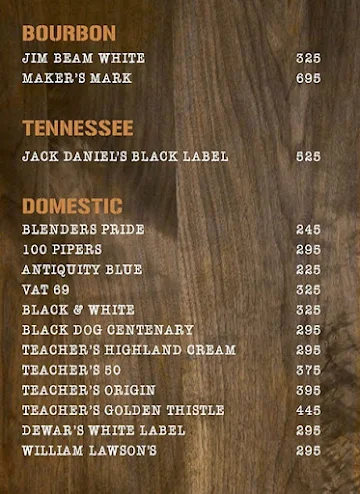 The Irish House menu 