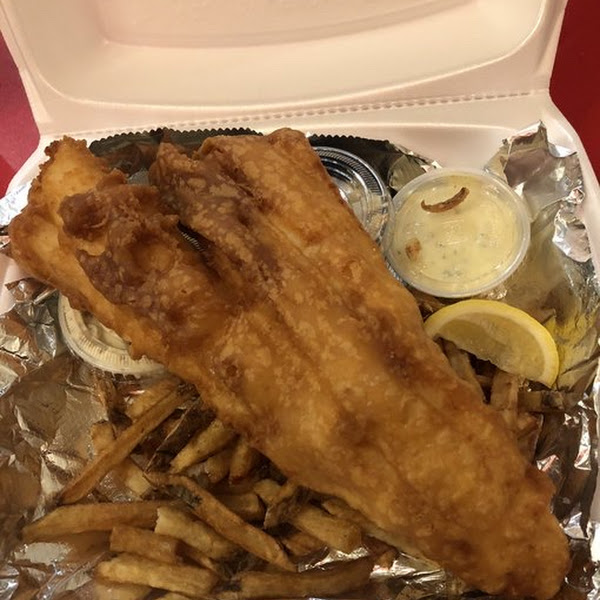 Gluten free fish fry? Yes please!!! $14.95 and comes with a gigantic piece of cod (fried in rice flour), tartar sauce, potato salad, coleslaw and fresh cut fries!