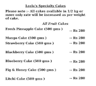 Leela's Bakers menu 2