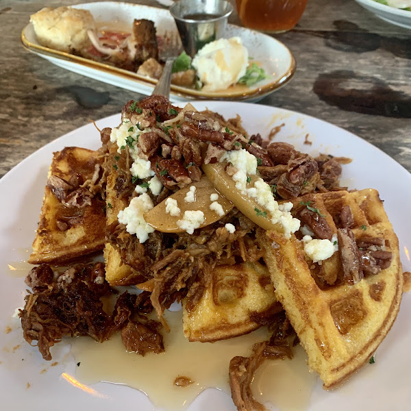 N Waffles.. sweet and savory! Corn bread texture waffles.