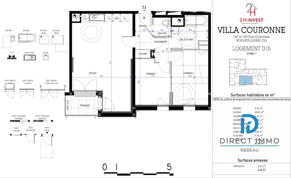 Vente appartement 3 pièces 66 m² à Bois-Guillaume (76230), 316 000 €