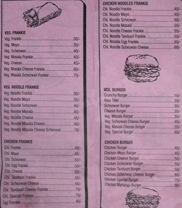 SP Burger menu 