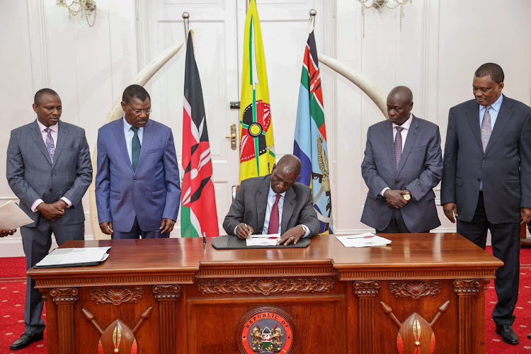 President William Ruto assents to the division of revenue bill 2023, (National Assembly Bill No. 9 of 2023) at State House Nairobi on April 27, 2023