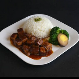 Braised Pork Belly with Soy Sauce on Rice