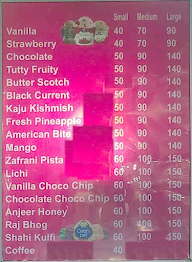 Blue Neck Ice Cream menu 1