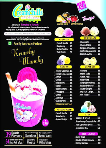 Cream Chills menu 