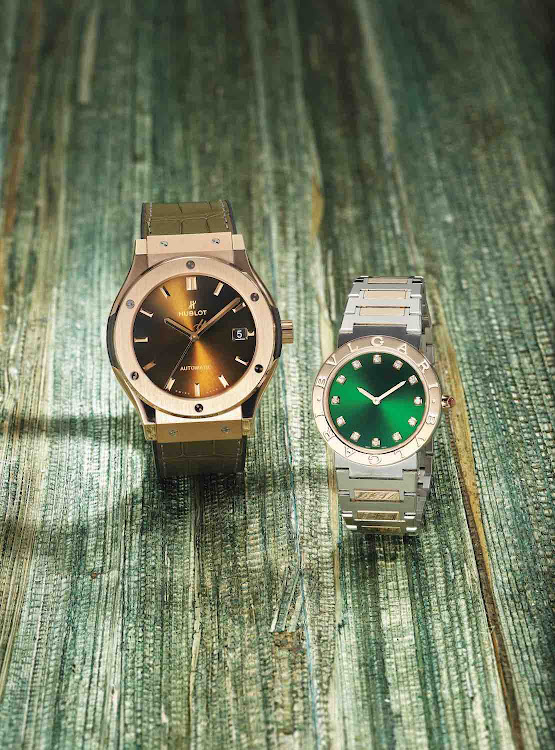 Hublot Classic Fusion King Gold and Bvlgari watches.