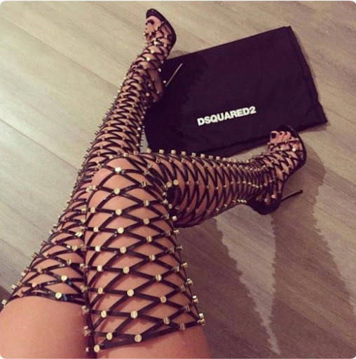 Title 1, Studded Solid Color Cutout High Heel Boots – El...