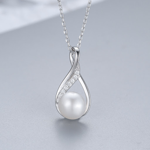 Title 1, Silver Freshwater Pearl Pendant Micro Inlaid Zi...