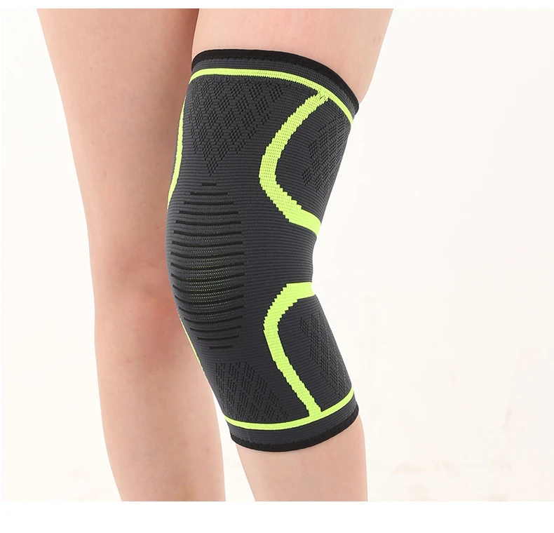 Joelheiras Esportivas de Nylon com Costura Dupla Ondulada Antiderrapantes Elásticas e Quentes para Esportes e Atividades.