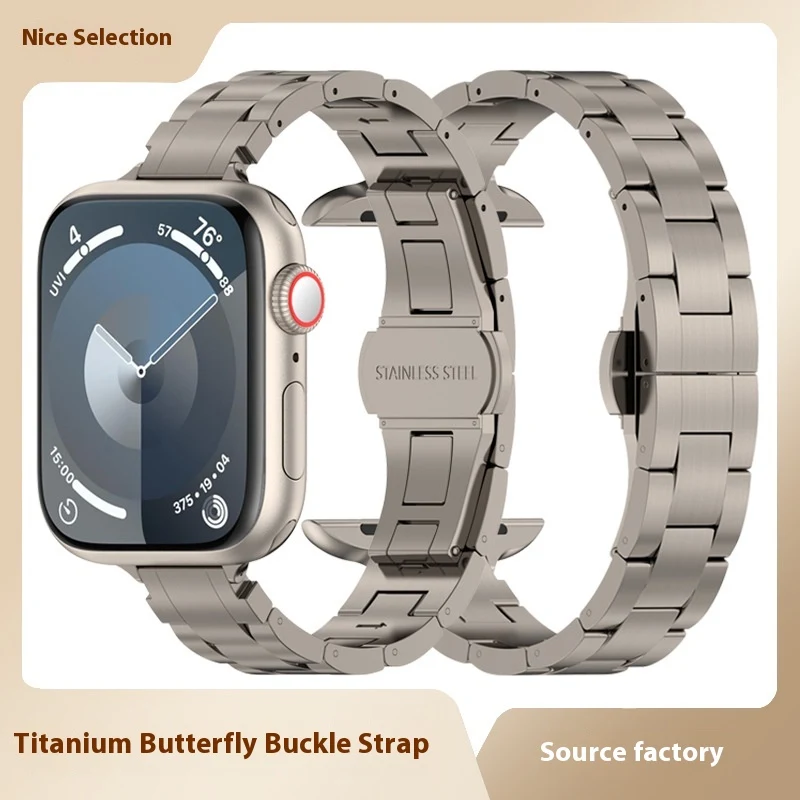 Bracelet de montre en alliage de titane pour iWatch. Robustesse et élégance pour votre Apple Watch. Confort et style au poignet.