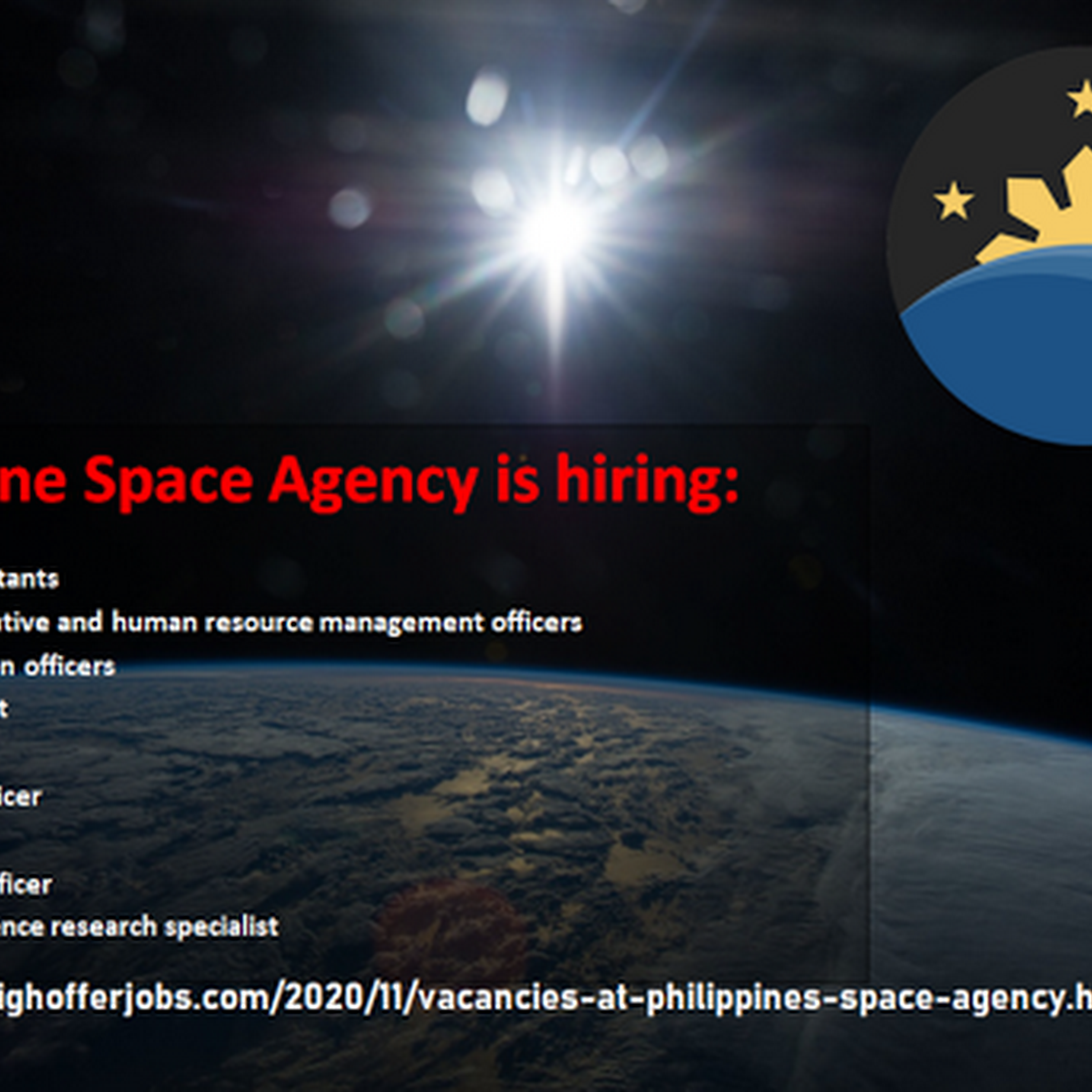 Vacancies at the Philippines Space Agency (PhilSA) - Deadline November 29