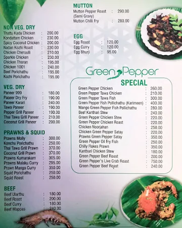 Nambiar's Green Pepper menu 