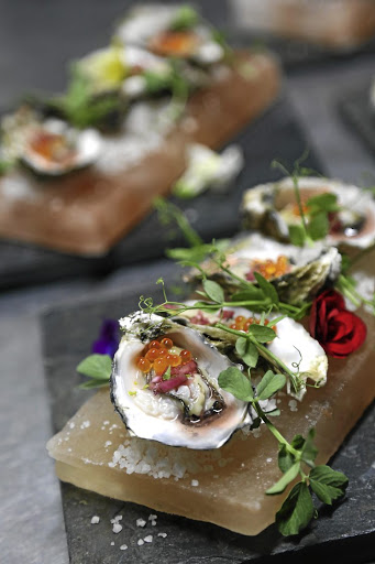 Fresh Luderitz oysters with mignonette, crisped Nori and caviar.