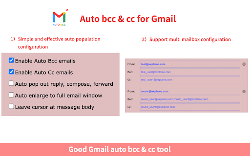 Auto BCC CC Gmail & Inbox