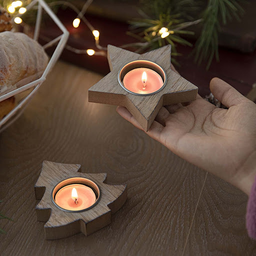 Title 11, New Christmas Nordic Wood Snowflake Candlestick...