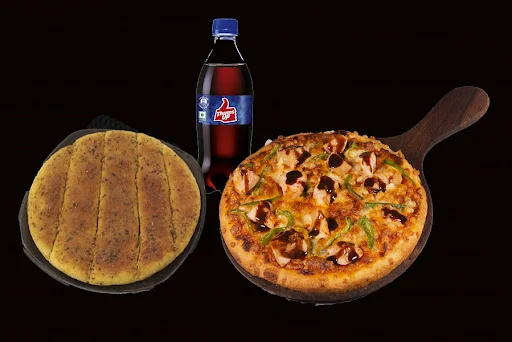 One 7 Inch Non-Veg Pizza + 1 Garlic Bread Sticks + 1 Splash