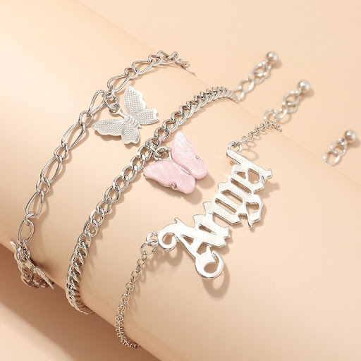 Title 4, Cavigliera farfalla rosa Temperamento. Ornament...