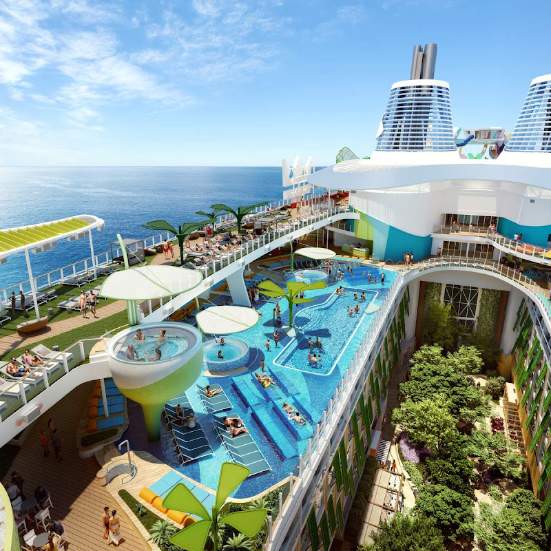 A look at the Royal Bay Pool, one of seven pools on Icon of the Seas (digital rendering).