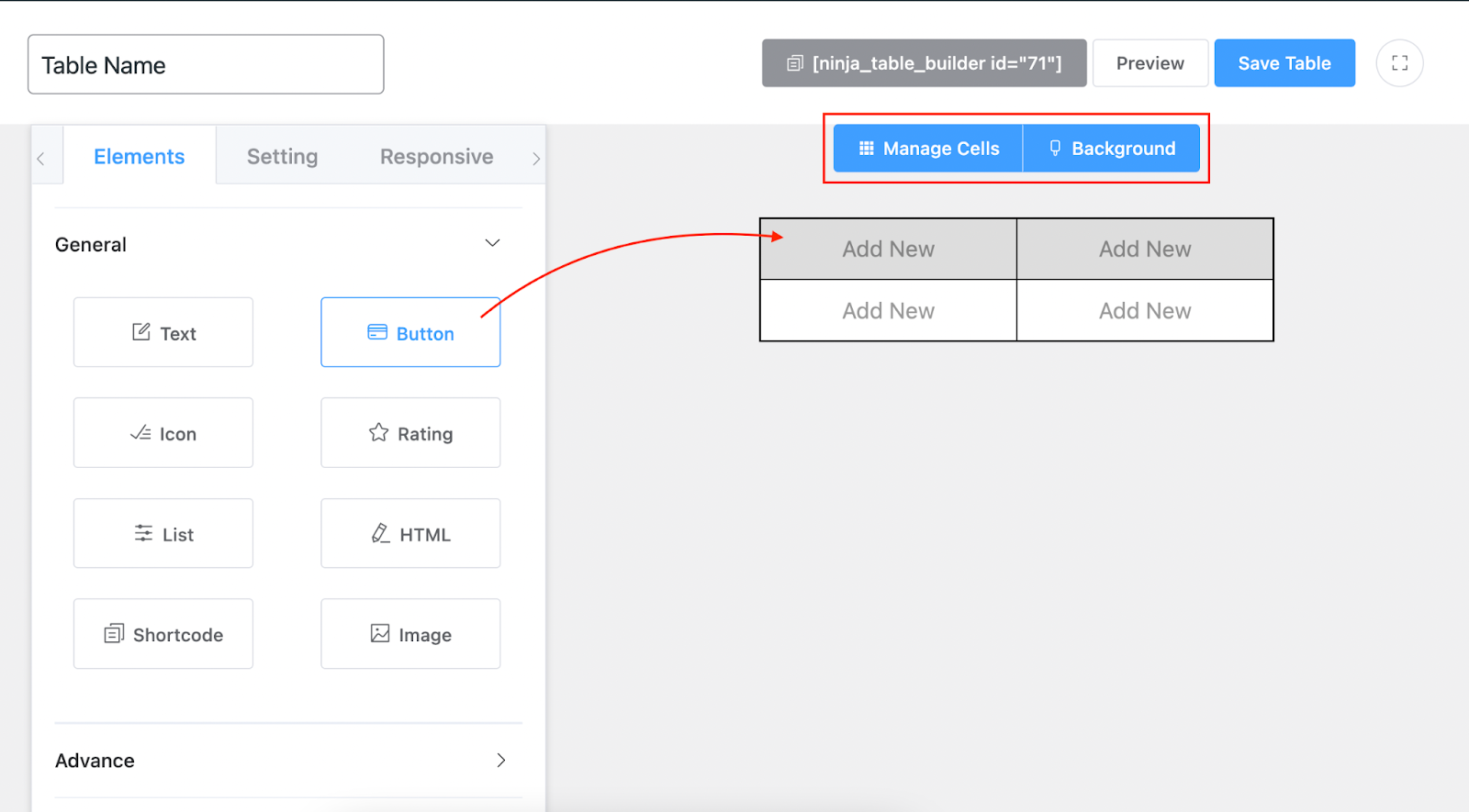 WordPress drag and drop table