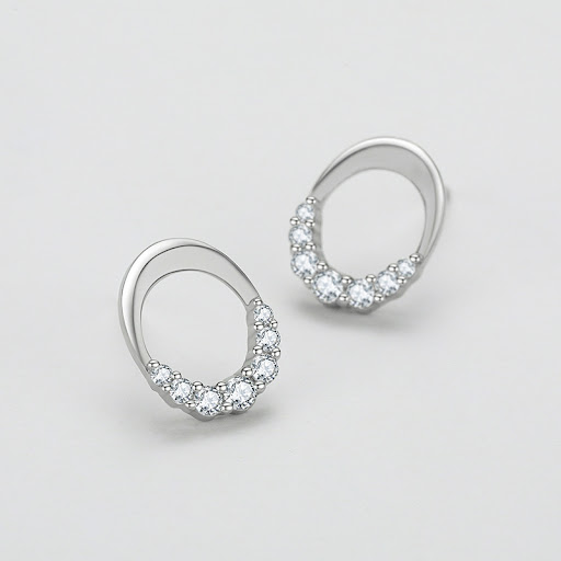 Title 2, S925 Sterling Silver Oval Finely Inlaid Stud Ea...