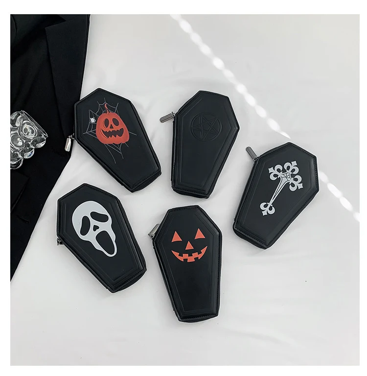 Noć Veštica Krst Kovčeg Torba Retro Modna Torbica Za Kovanice Savršena za Halloween Idealan Dodatak za Čuvanje Novčića i Sitnica