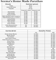 Seema's Homemade Parathas menu 1