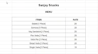 Sanjay Snacks menu 1