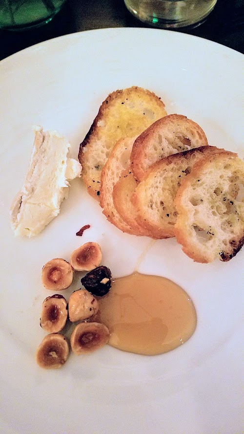 Verdigris Dessert of Artisan Cheese du Jour Crostini, Apricot Compote, Walnuts