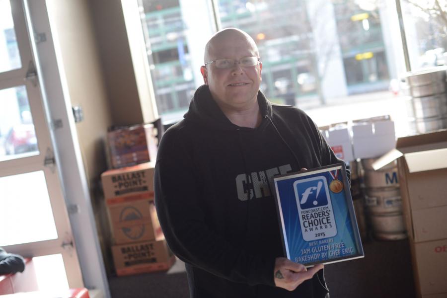 Chef Eric accepting his BEST BAKERY Award!