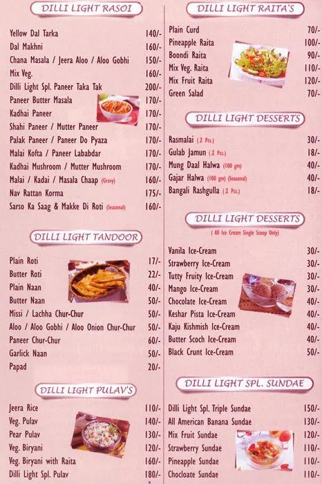 Dilli Light Chur Chur Naan menu 