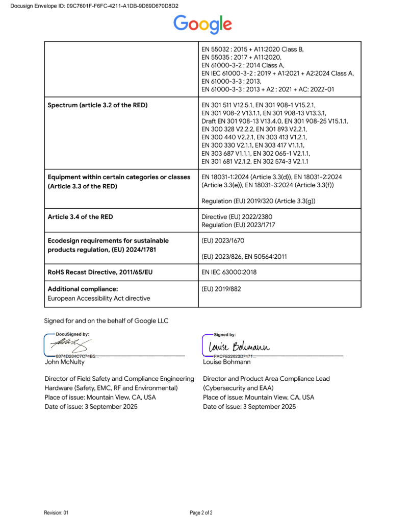EU Declaration of Conformity page 2