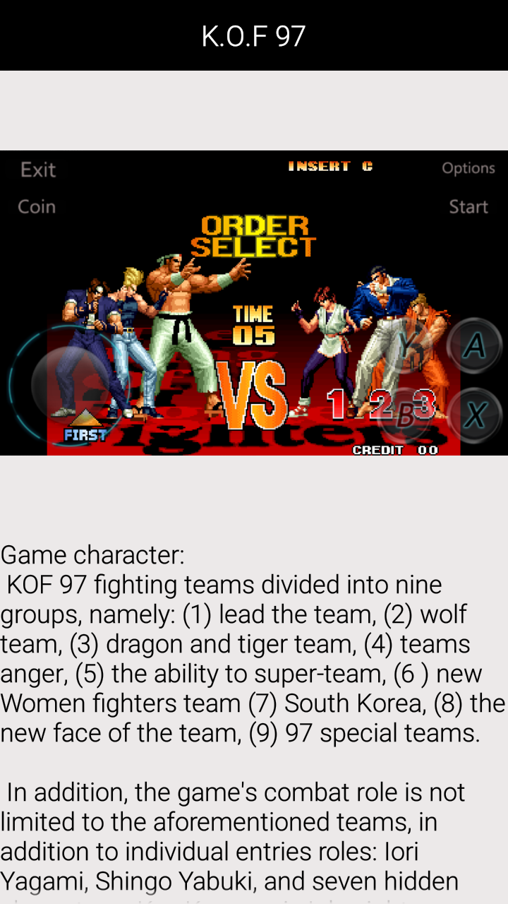 Guide for K.O.F 97 Screen 2