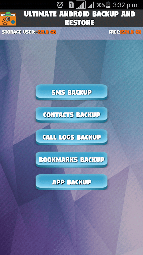 Android application Ultimate Backup &amp; Restore Pro screenshort