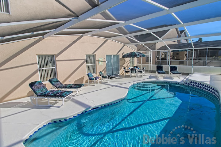 Lots of space on the private pool of this Hampton Lakes villa in Davenport