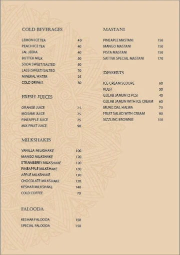 Sattva Vegetarian's Restaurant menu 