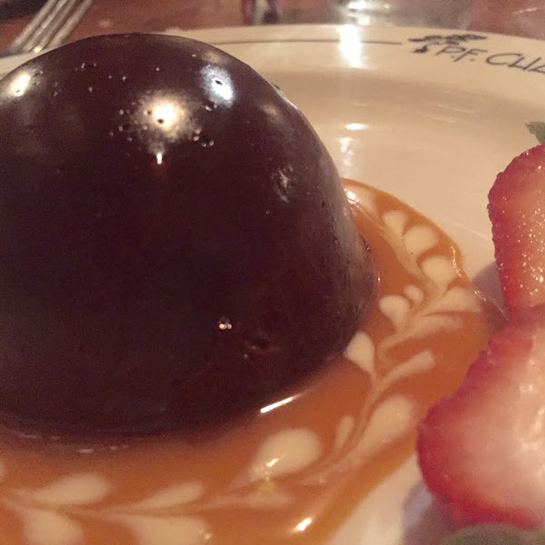 The most divine GF dessert--it's like a giant truffle with a lemony sauce.