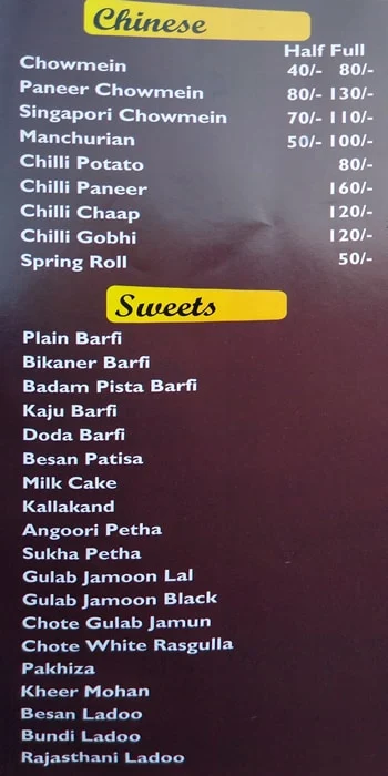 Mangal Bhawan Sweets & Snacks menu 