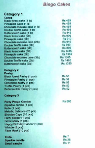 Bingo Cakes menu 3